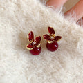 Enamel Flower And Pearl Stud Earrings - 2 Styles Polished Decorative Design view 7