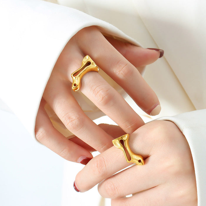 Abstract Openwork Sculptural Band Ring Gold or Steel