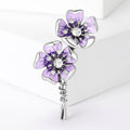 Two Flower Enamel Bouquet Brooch in Turquoise or Purple view 7