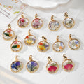 Gold Wavy Frame Resin Dried Flower Stud Earrings 7 Styles view 1