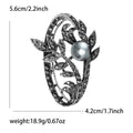 Openwork Leaf and Swirl Brooch With Gray Pearl Accent view 6