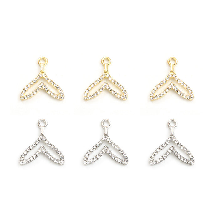 Crystal Mermaid Tail Alloy Charm Pendants in Two Metal Tones