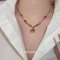 Mixed Bead Stone Pearl Elephant Charm Necklace Styles view 4