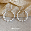Silver Twisted Rope Hoop Earrings Fashion Jewelry Accessory view 4