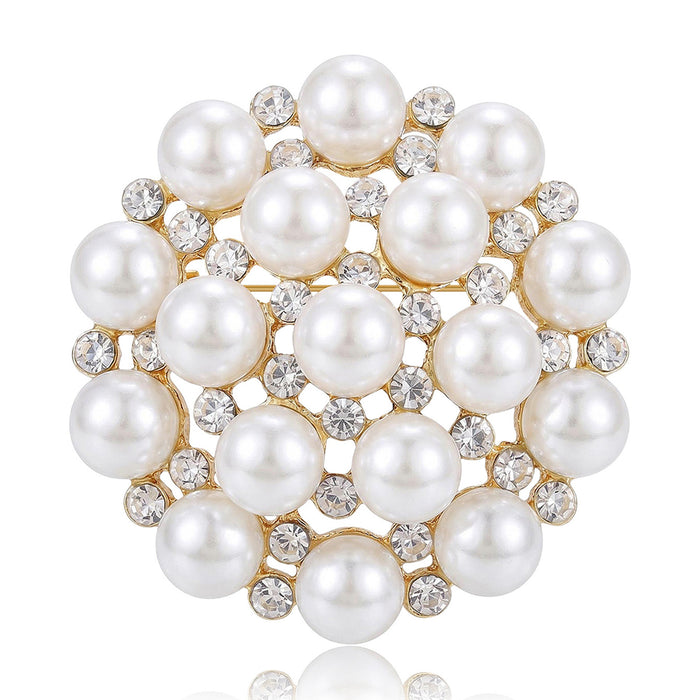 Clustered Pearl Snowflake Brooch Decorative Lapel Pin