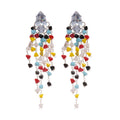 Crystal Teardrop Cascading Fringe Earrings In Two Styles view 5