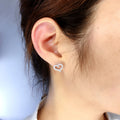 Silver Tone Open Heart Clear Pave Stud Earrings Pair view 4