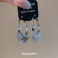 Silver Crystal Wrapped Hoop Earrings with Clustered Stones view 2