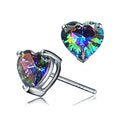 Heart-Shaped Solitaire Stud Earrings In Seven Stone Colors view 3