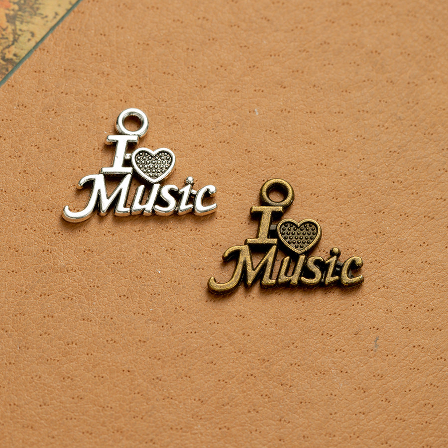 20x15mm Alloy Heart Music Letter Pendant Charm