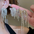 Gold And Silver Crystal Arc Fringe Stud Earrings Jewelry Accessory view 1