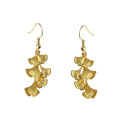 Gold Tone Layered Ginkgo Leaf Cluster Hook Earrings view 5