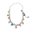 Pearl Necklace with Multicolor Faceted Crystal Drops view 5