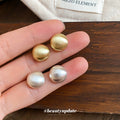 Brushed Metal Ball Stud Earrings in Gold and Silver Tones view 3