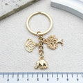 Metal Elephant Lotus Tree Charm Keychain In Silver Or Gold Tone view 7