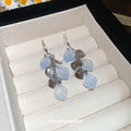 Blue and Silver Petal Sequin Hook Earrings with Reflective Details view 4