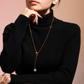 Long Lariat Necklace With Ring Slide And Pearl Drop view 4