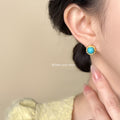 Gold Filigree Round Turquoise Cabochon Stud Earrings view 2