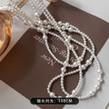 Long White Pearl Multi Size Geometric Strand Necklace view 6