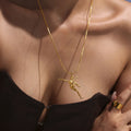 Gold Dancer Pendant Necklace And Zircon Link Chains view 2