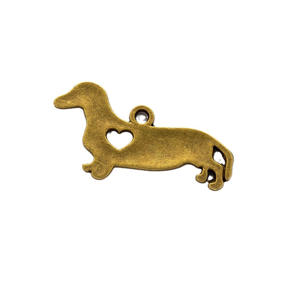 Vintage Punk Alloy Dog Heart Charm Pendant 33x18mm