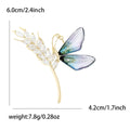 Butterfly and Wheat Stem Brooch with Clear Crystals view 6