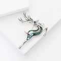 Silver Tone Leaping Deer Brooch With Shell Effect Body view 2