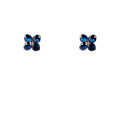 Silver-Tone Mini Blue CZ Four-Petal Flower Stud Earrings Pair view 5