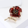 Red Enamel Poppy Brooch With Lest We Forget Banner view 3