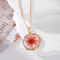 Gold Rim Dried Flower Resin Pendant Necklaces 11 Styles view 11