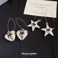 Silver Cat Heart and Star Hook Earrings Fashion Jewelry view 4
