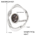 Irregular Open Frame Ring Dark Oval Czech Diamond Gold Silver view 7
