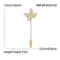 Crystal Leaf Stick Pin with Long Metal Stem Decorative Clothing Pin view 6