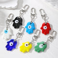 Glass Hamsa Evil Eye Keychains Silver Clasp 7 Color Styles view 1