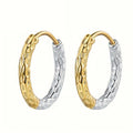 Two-Tone Gold Silver Hammered Texture Hoop Earrings Pair view 3