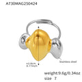 Sculptural Organic Blob Open Rings Gold Steel Two-Tone view 8
