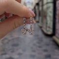 Silver Bezel Graduated Flower Drop CZ Dangle Earrings view 4
