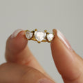 Three Heart Zircon Open Rings Stainless Steel Gold Steel Tone view 3