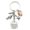 Antique Silver Seahorse Turtle Shell and Message Plaque Keychain view 5