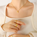 Lucky Bean Pendant Necklace Ball Chain Gold Or Steel Tone view 1