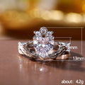 Silver Hands Holding Heart Cubic Zirconia Ring Alloy view 5