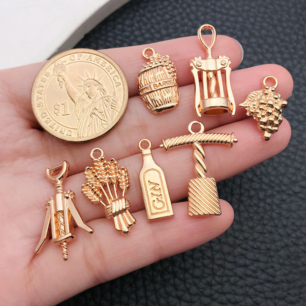 Vintage Zinc Alloy Red Wine Grape Charm Pendant for DIY Bracelet Necklace Keychain