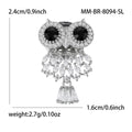 Black Eye Crystal Owl Brooch With Faceted Crystals And Polished Metal Details view 5