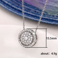Round Pave Crystal Pendant Silver Tone Necklace Polished Jewelry Accessory view 5