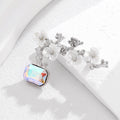 Silver Tone Floral Branch Pearl Look Square Crystal Brooch Pin view 5