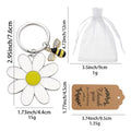 White Daisy Bee Keychain With Organza Bag And Thank You Tag Option view 2