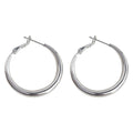 Silver Tone Smooth Round Hoop Earrings In Three Graduated Sizes view 5