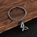 Butterfly Dangle Pavé Band Ring Gold Silver Black Tones view 5