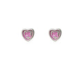 Mini Pink Heart Stud Earrings Silver Tone Peach Motif view 5