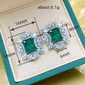 Silver Floral Emerald Cut Stud Earrings Red Green Pair view 5